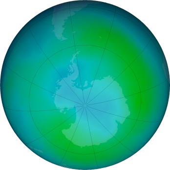 Antarctic ozone map for 2019-02